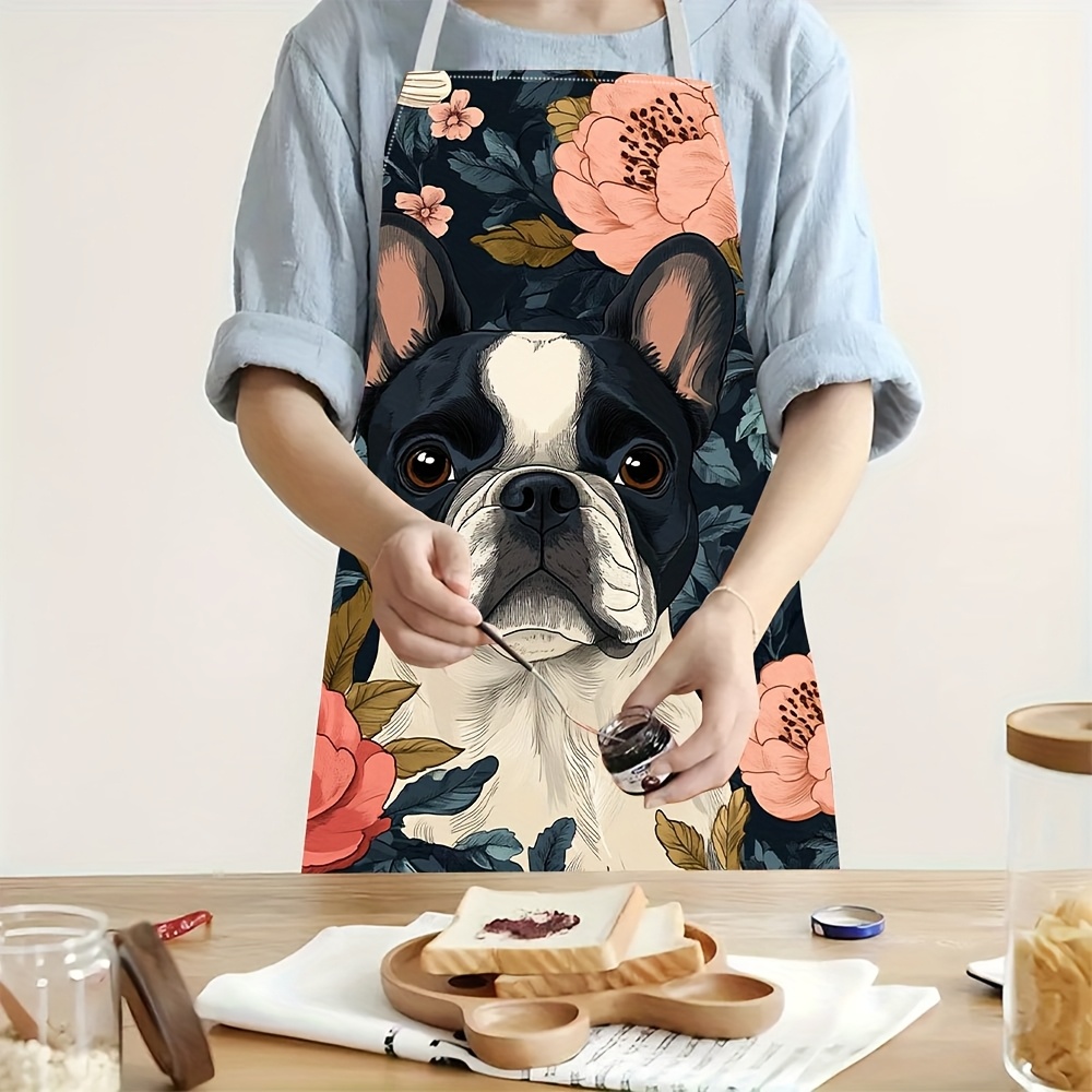 Baking Kitchen Design Ideas - Tablier à motif floral Bouledogue Français