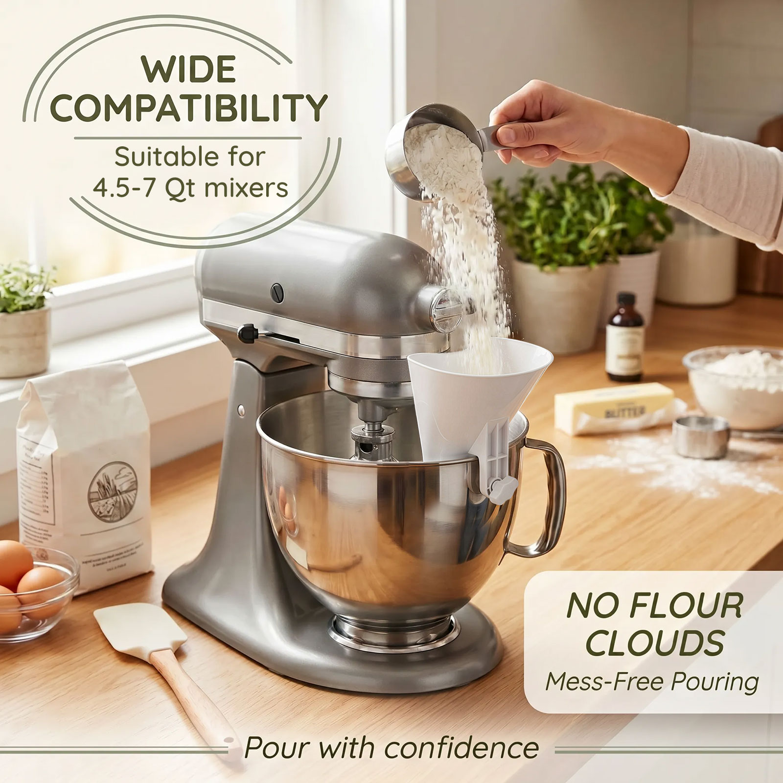 Entonnoir à farine anti-dévers - Kitchen Baking Mixer avis et prix